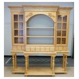 1091	CUSTOM  2 PIECE BREAKFRONT, TOP SECTION HAS 2 GLASS DOORS & AN OPEN CENTER & 12 SMALL DRAWERS, 