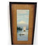 1115	FRAMED WATER COLOR SIGNED KING, DEPICTING ASIAN FISHING BOATS. 8 IN X 15 IN OVERALL