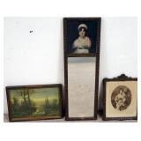 1117	LOT OF 3 PIECES OF ARTWORK, 1 WITH MIRROR