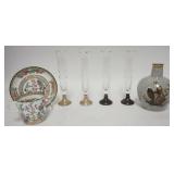 1140	LOT OF ROYAL COPENHAGEN CUP AND SAUCERS, COALPORT VASE AND 4 BUD VASES