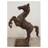 1148	LARGE HOLLOW BRONZE PRANCING HORSE, 39 IN HIGH
