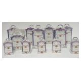 1154	12 PIECE WHITE BLOCK GERMAN LUSTER CANISTER SET