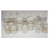 1157	21 PIECE WHITE BLOCK COMBINED CANISTER SET, LUSTER FINISH, SOME DUPLICATES