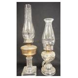 1160	2 ANTIQUE PATTERN GLASS KEROSENE LAMPS, TALLEST IS 19 1/2 IN