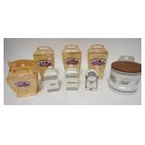 1161	LOT OF 8 MISC CANISTER SET PIECES W/2 SALT BOXES