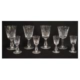 1170	8 PIECE WATERFORD LISMORE CUT CRYSTAL STEMS, FOUR 6 IN GOBLETS AND FOUR 4 IN GOBLETS