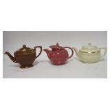 1178	LOT OF 3 DIFFERENT HALL TEA POTS, TALLEST IS  6 3/4 IN