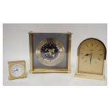 1203	3 BRASS DESK CLOCKS, TIFFANY AND CO., SEIKO AND HOWARD MILLER. ALL ARE BATTERY OPERATED. LARGES