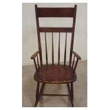 1208	EARLY AMERICAN PLANK SEAT HALF BACK ROCKER, PROVENANCE UNDER SEAT