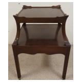 1210	MAHOGANY LAMP TABLE WITH UNUSUAL PULL OUT DRAWER, 21 IN SQUARE, 28 1/4 IN HIGH