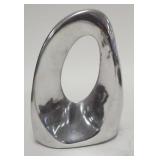 1214	MODERN ALUMINUM ABSTRACT SCULPTURE, SIGNED IN SCRIPT, ILLEGIBLE #370, 8 IN HIGH