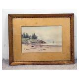 1222	D A FISHER SHORELINE WATERCOLOR, SIGNATURE NOT VISIBLE, 23 3/8 IN X 18 3/8 IN INCLUDING FRAME
