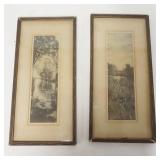 1240	2 LANDSCAPE PRINTS, ONE W/COW IN A STREAM, SOME CHIP ON FRAMES, 8 IN X 16 1/4 IN INCLUDING FRAM
