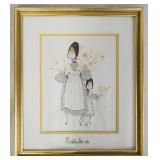 1047	SIGNED P. BUCKLEY MOSS LIMITED EDITION FRAMED PRINT OF A WOMAN & CHILD HOLDING FLOWERS NO. 702/