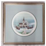 1050	SIGNED P. BUCKLEY MOSS LIMITED EDITION FRAMED PRINT OF CHRISTMAS CAROLERS W/ A RABBIT IN THE FO