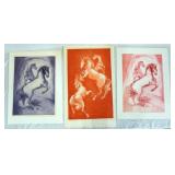 1062	LOT OF THREE SIGNED PAT GREENWALD ARTIST PROOFS DEPICTING HORSES. TWO ARE TITLED *CENTER RING* 
