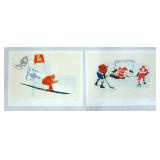 1075	LOT OF TWO XII WINTER OLYMPICS LAKE PLACID 1980 SIGNED WHEELER LIMITED EDITION PRINTS. ONE DEPI