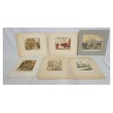 1078	LOT OF SIX JAMES SANFORD HULMES PRINTS OF NEW YORK/NEW YORK CITY SCENERY. LARGEST IS 20 IN X 17