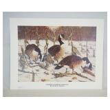 1084	SIGNED JAN MARTIN MCGUIRE LIMITED EDITION PRINT TITLED *CANADAS AT WINTER CORNFIELD* NO. 418/75