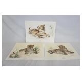 1087	LOT OF THREE RALPH THOMPSON ART POSTERS OF LION/LEOPARD CUBS PUBLISHED BY GANYMED PRESS LONDON 