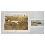 1105	LOT OF TWO ANDREW WYETH ART PRINTS/POSTERS BY AARON ASHLEY INC. *SPINDRIFT* & *EDGE OF THE FIEL