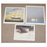 1126	LOT OF THREE ART POSTERS BY NEW YORK GRAPHIC SOCIETY OF BOATS/SHORE SCENES. LOT INCLUDES; *SEA 