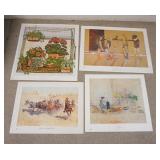 1133	LOT OF FOUR ART POSTERS BY NEW YORK GRAPHIC SOCIETY. LOT INCLUDES; *ATTACK ON THE SUPPLY WAGONS