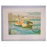 1136	SIGNED GEORGES LAMBERT LIMITED EDITION PRINT OF SAIL BOATS. NO 150/150 PENCIL SIGNED LOWER RIGH