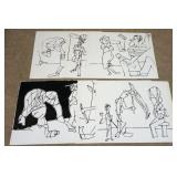 1148	LOT OF SIX ORIGINAL WATERCOLORS. MANY OF WHICH ARE SIGNED CICERO & DATED 1972. THEY ARE 28 1/2 