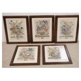 1182	LOT OF FIVE ROBERT FURBER FRAMED BOTANTICAL MONTH PRINTS. MONTHS INCLUDE; NOVEMBER, MAY, FEBRUA