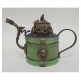 1001	CLOISONNE & JADE TEAPOT, 4 3/4 IN HIGH