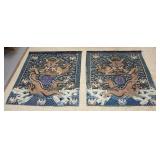1008	PAIR OF HAND SEWN ASIAN TAPESTRIES W/CHINESE DRAGONS, 5 FT X 4 FT 9 IN