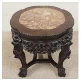 1016	CARVED ASIAN STAND W/INSET BROWN MARBLE, 18 IN HIGH X 17 IN WIDE