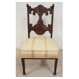 1017	VICTORIAN SIDE CHAIR W/CARVED & PAINT DECORATED BACK