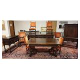 1018	10 PIECE ANTIQUE KITTENGER DINING ROOM SET, 6 CHAIRS-4 SIDE & 2 ARM, SIDEBOARD, SERVER, BLIND C