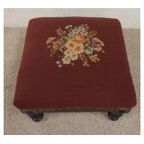 1024	NEEDLEPOINT VICTORIAN STOOL, 18 1/2 IN X 16 1/2 IN X 11 1/2 IN