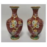 1029	TWO CLOISONNE 9 1/4 IN HIGH VASES