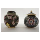 1032	TWO CLOISONNE COVERED JARS, 4 IN HIGH