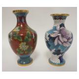 1033	PAIR OF CLOISONNE VASES, TALLEST IS 6 3/4 IN