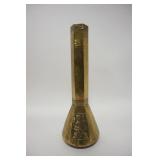 1057	ART NOUVEAU WMF STAMPED BRASS PANELED VASE IN THE SHAPE OF A FLASK, 13 IN HIGH