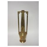 1059	ART NOUVEAU BRASS DOUBLE HANDLED VASE WITH TAPERED NECK AND BASE