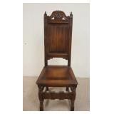1063	WALNUT SIDE CHAIR W/LINEN CARVED SPLAT