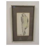 1073	SIGNED DRAWING OF NUDE, 13 3/4 IN X 8 1/4 IN OVERALL