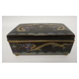 1077	CLOISONNE HINGED BOX W/DRAGON DESIGN ALL AROUND, 7 1/2 IN WIDE X 4 1/4 IN DEEP X 3 1/4 IN HIGH