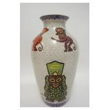 1079	CLOISONNE VASE HEAR NO EVIL, SPEAK NO EVIL, SEE NO EVIL, 12 1/4 IN HIGH
