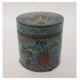 1100	CLOISONNE ROUND COVERED CONTAINER, 3 1/4 IN HIGH X 3 1/4 IN