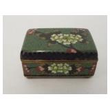 1104	CLOISONNE COVERED BOX W/FLORAL DESIGNS, 3 1/4 IN X 2 IN X 1 3/4 IN HIGH