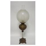 1109	PARKER VICTORIAN BANQUET LAMP W/ETCHED GLASS SHADE, 31 IN HIGH