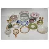 1129	LARGE LOT OF MISC CHINA W/ROYAL CROWN DERBY , BLACK KNIGHT, ETC, SPITOON IS 7 1/2 IN DIAMETER