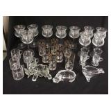 1132	LARGE GLASSWARE LOT INCLUDING PRESIDENTIAL GLASSES, SHRIMP COCKTAIL STEMS, ETC